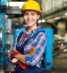 Young woman working in factory.